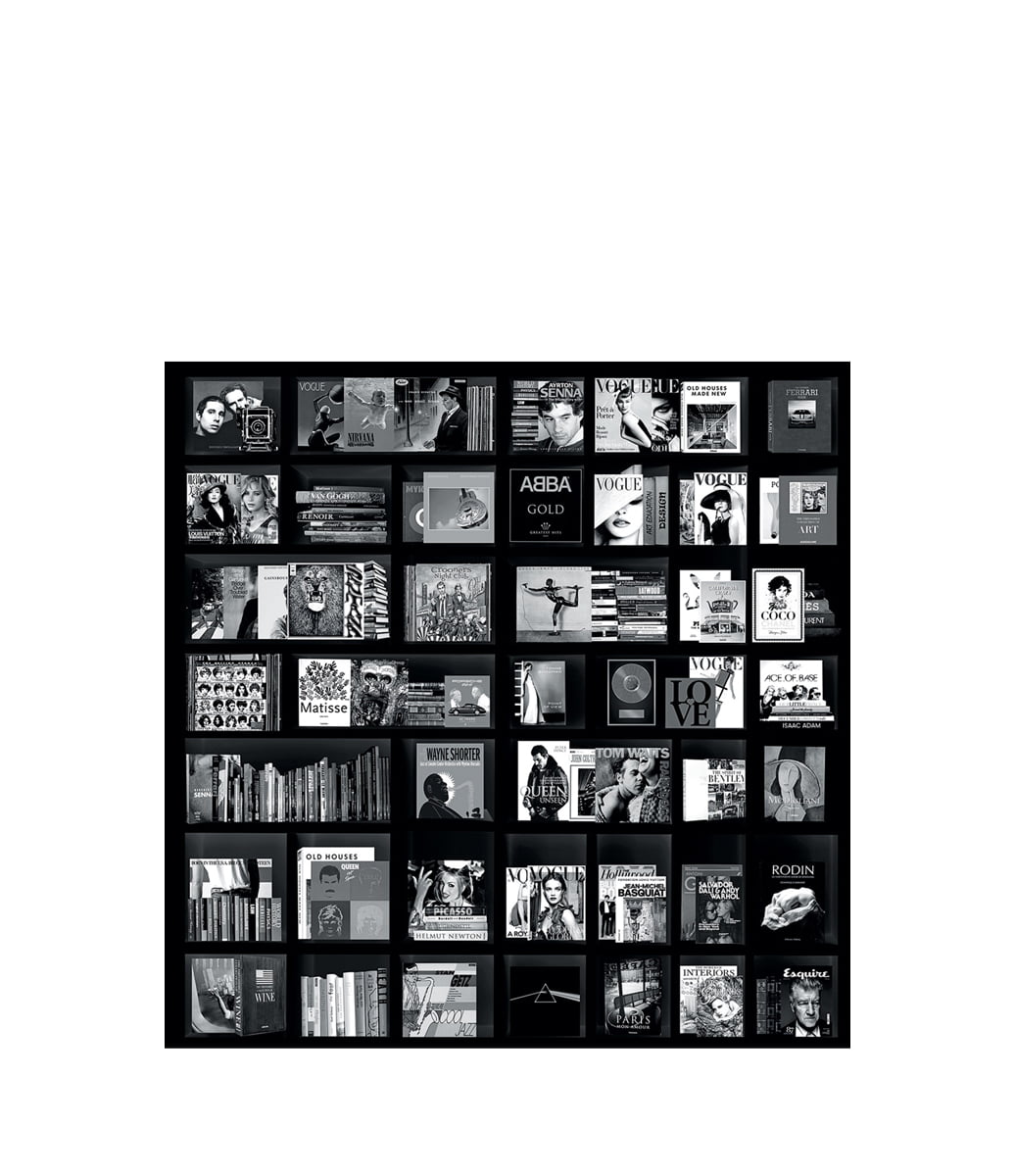 Books Case Music Black Fototavla 100x100, Plexiglas