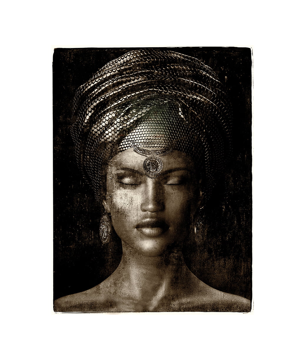 Glamour Girl Sepia Fototavla 80x120, Aluminium
